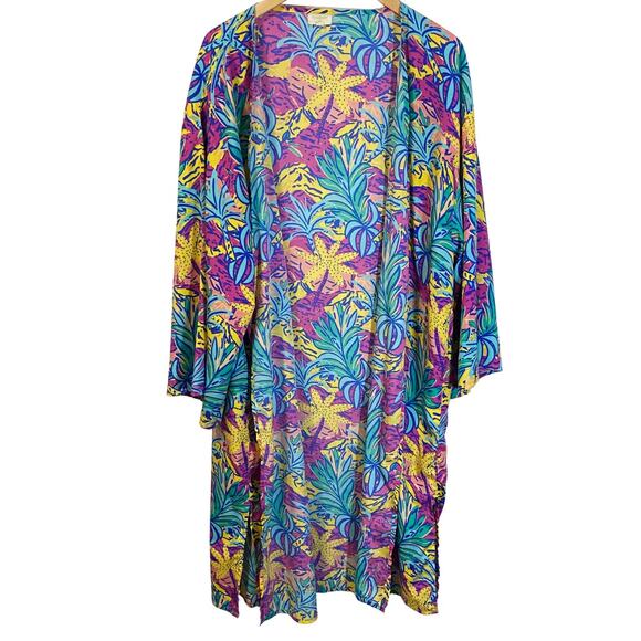 World Market Euphoric Jungle Multicolor Abstract Kimono Colorful Tropical OS - Picture 2 of 11